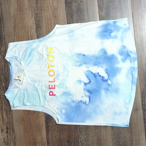 Peloton x Spiritual Gangster Tie-Dye Workout Tank Top White/Blue Size Large - Picture 1 of 7